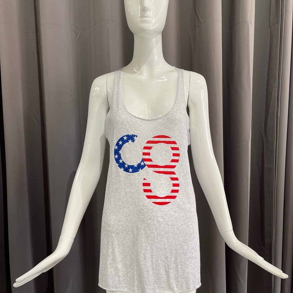 Bella Canvas. Light Grey, Red & Blue cool tank